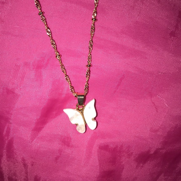 Pink Butterfly Necklace - Picture 1 of 2